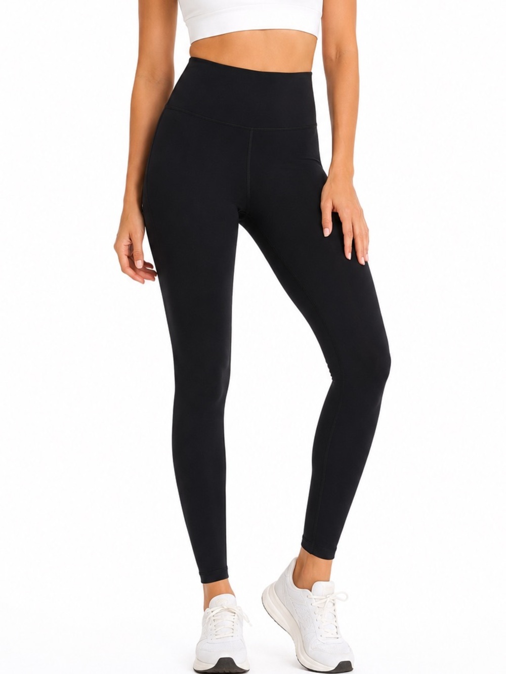 Hypertek Black High Waist Athletic Leggings Size Large 28” Inseam